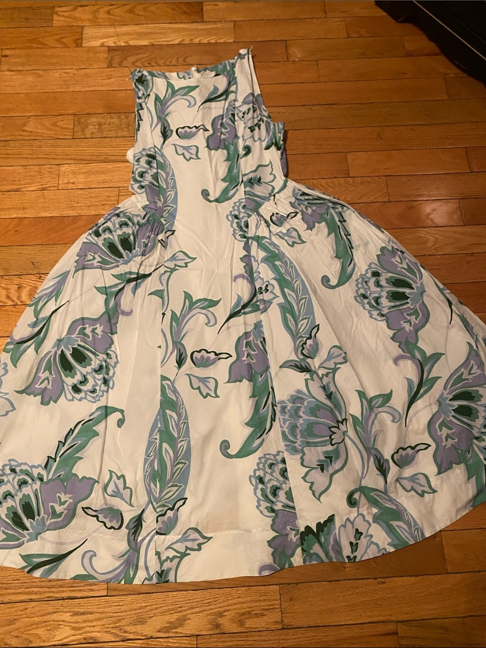 Floral Fit-and-Flare Sundress in Mint & Lavender